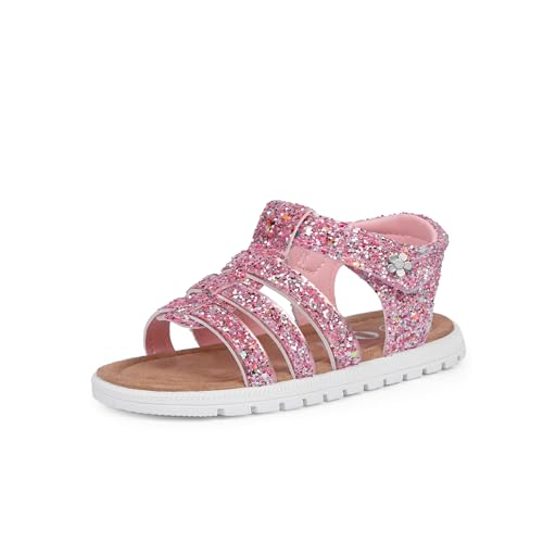 Image of QIY Toddler Girl Sandals Little Kids Summer Dress Shoes Open Toe Flats Princess Sandals for School Beach Party