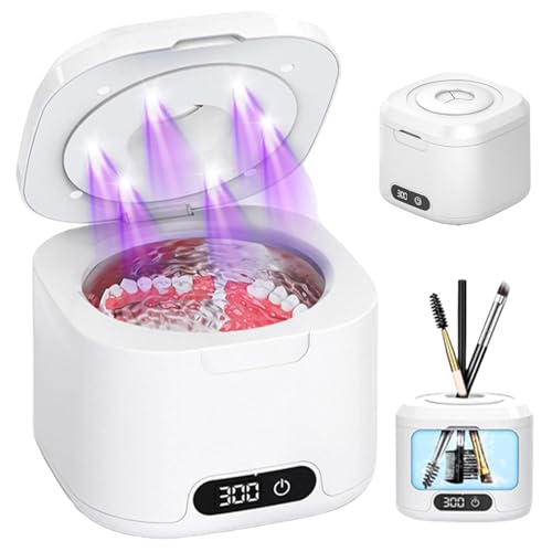 Nettoyeur Ultrason Gouttière Dentaire, 49000Hz Nettoyeur Ultrason Appareil Dentaire, Nettoyant Gouttière Dentaire pour Gouttières, Prothèses, Retainers et Bijoux, 340ML avec Minuteur Digital