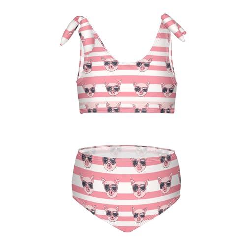 Wusikd Cute Piglets Girls Swimsuits Two Piece Pink Swimwear Bikini Set for for Girls Size 3T