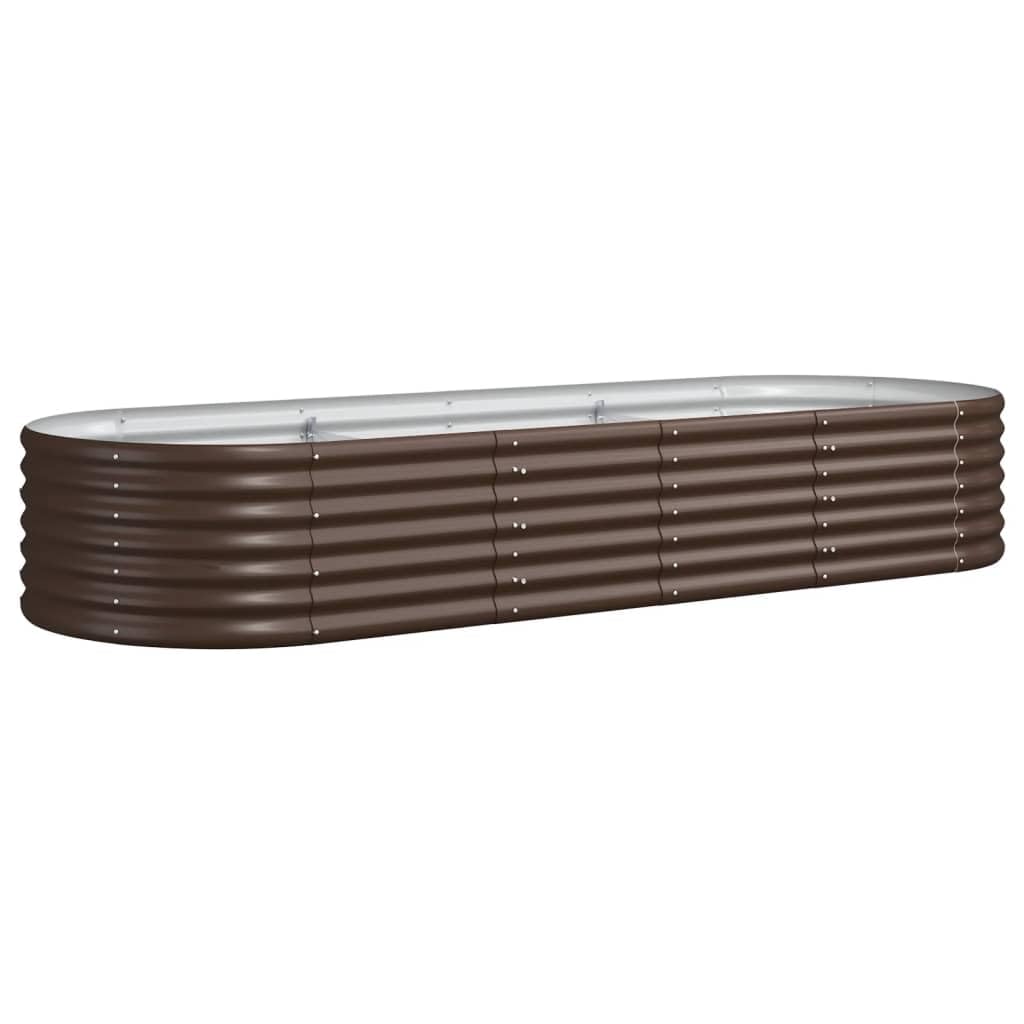 Huerto Elevado de Acero galvanizado de 224x80x36 cm, Ovalado, marrón, para huertos, Hierbas aromáticas, Flores, Patio y balcón.