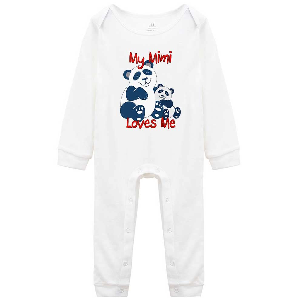 YeavomenyYeavomeny My Mimi Loves Me Panda Baby Girl boy Toddler Rompers Organic Clothes Footed Creeper