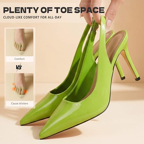 Image of heelchic Slingback Heels for Women Pointed Toe Stiletto Heel Closed Toe Pumps Slip on High Heels 2.95 inch Dress Pumps