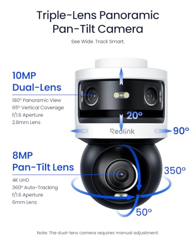 Image of REOLINK OMVI 3i WiFi, Triple-Lens Outdoor Security Camera, 10MP 180 Panoramic + 8MP 4K Pan-Tilt, SyncTrack & Auto Tracking, Dual-Band WiFi 6, Smart Detection, Local AI Video Search, No Monthly Fees