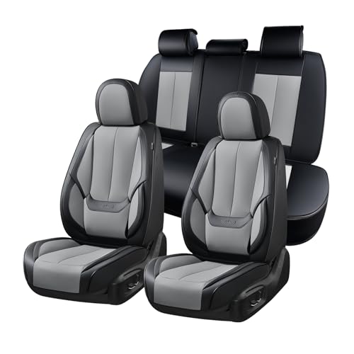 Image of Coverado Car Seat Covers Full Set, Car Seat Protector Waterproof, Nappa Leather Car Seat Cushion, Seat Covers for Cars, Front Seats and Back Universal Fit for Most Cars