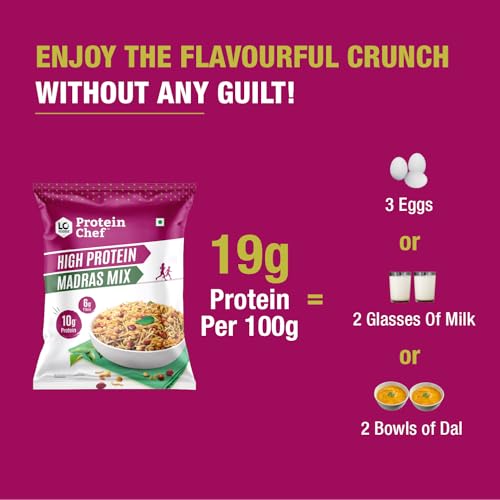 Image of Protein Chef Madras South Mixture Namkeen (180g), 11g Max Protein per Serve, Guilt free Healthy Snacks, Sugar Free Snacks, Vegan Diet