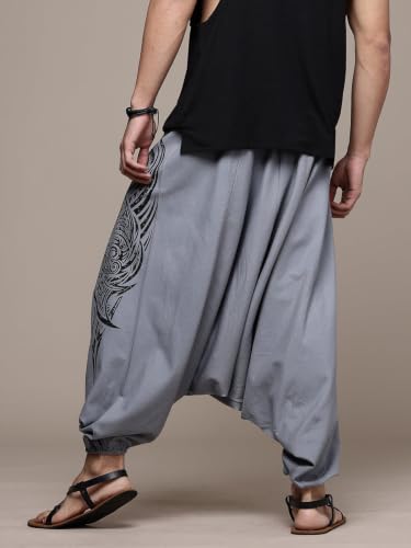 Image of The Veshti Company Printed Harem Pants for Men's Cotton Hippie Style Baggy Boho Yoga Pajama Pant with Pocket