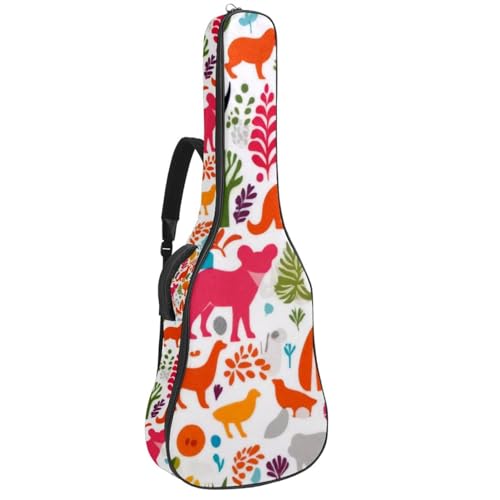 Sac pour guitare multicolore à silhouette d'animal avec poches