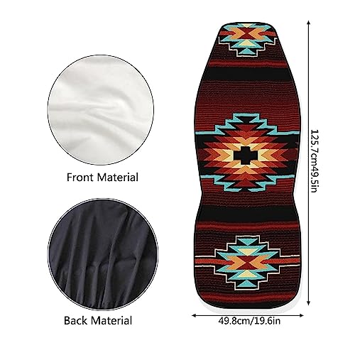 Fuibeng Southwest Nativa American Tribal Aztec Geometry Red Car Seat Cover,Universal 2 Pcs Car Front Seat Covers Southwestern Bucket Seat Decoration Accessories Fit Vehicle Cars,For Women Men #TOP4