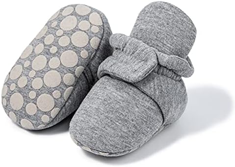 Sawimlgy Newborn Infant Baby Girl Boy Cotton Booties Stay On Sock Slippers Soft Bedroom Shoes Non-Skid Ankle Boots With Grippers Toddler Crib Warm Shoe First Walker Birthday Shower Gift