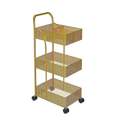 Carrito rodante de metal móvil de 3 niveles para dormitorio y cocina, carrito utilitario versátil, 40 x 29 x 96 cm, muebles elegantes y funcionales para el hogar