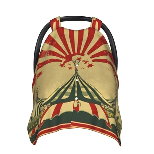 Baby Car Seat Canopy Cover for Mom, Soft Breathable Nursing Breastfeeding Covers Multi Use Stroller Sun Shade Newborn Shower Gift，Vintage Circus Background