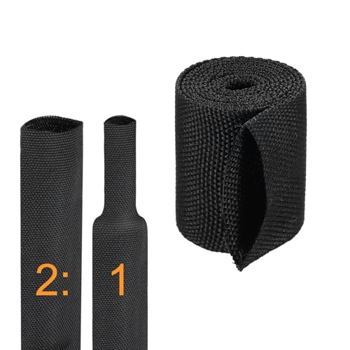 Image of sourcing map 2:1 Ratio Heat Shrink Braided Sleeve 25mm ID 1 Meter, Black