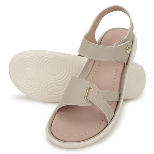 Image of LENSBURY Women Stylish Slippers Flip Flops Cream Flat Slip on Sandals I Stylish and Casual I Comfortable & Lightweight LBFL35