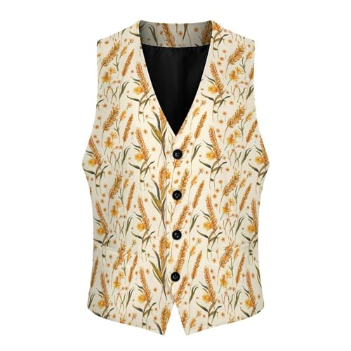 Wheat Pattern Men's Suit Vest Waistcoat Vests Formal Dress with 2 Pockets for Business Casual Tuxedo3