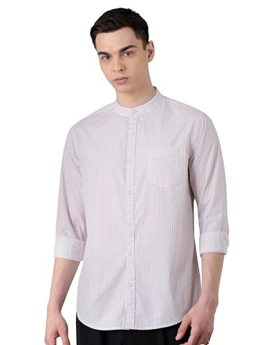 Image of Amazon Brand - Symbol Men Cotton Casual Printed Shirt| Mandarin Collar | Regular Fit | Printed | Full Sleeve | Available in Plus Sizes