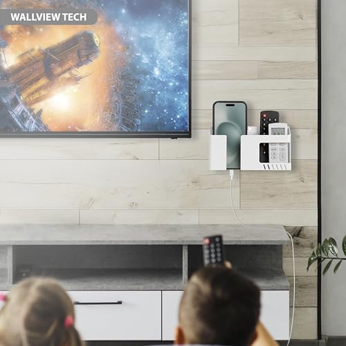 Image of WALLVIEW TECH Wall Mobile Holder Multi-Purpose Stand for Wall Remote Holder & Smartphone Charging Stand for Charging Kitchen Organizer Rack Wall Mounted Useful Gadget-(Orange)