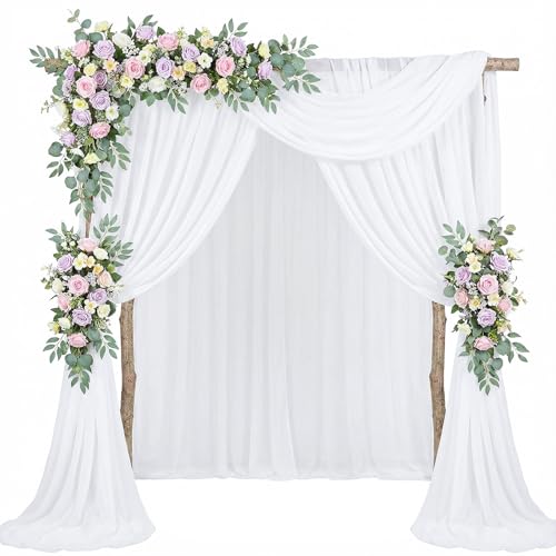 Huiguli 160 x 1000 cm Cortinas para Arco de Boda, Tejido de Tul Blanco Transparente, Ideal para Decoraciones de Bodas, Sesiones Fotográficas, Fiestas de Cumpleaños y Cortinas de Fondo