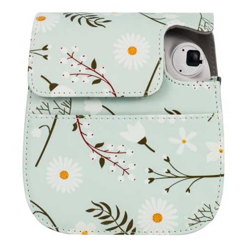 Frankmate Etui na aparat kompatybilne z aparatem Fujifilm Instax Mini 11 12 Instant Film z kieszenią na akcesoria i regulowanym paskiem (chryzantema)
