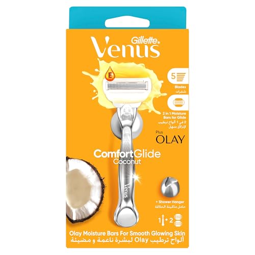 Venus Comfortglide Coconut Scent Plus Olay Womens Reffilable Razor: 1 Handle + 2 Blade Refills