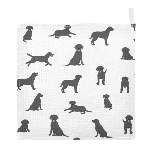 vvfelixl Baby Muslin Washcloths Labrador Retriever Dogs Baby Burp Cloths Cotton Baby Face Towel for Newborn Infants Boys Girls Soft and Absorbent 11.8 X 11.8 in, 3 Pack