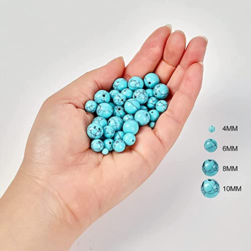Image of 51pcs Natural Beads Round Gemstone Blue Turquoise Beads Loose Beads 8 MM || Natural Reiki Feng-Shui Healing Crystal Gem Stone Triple Protection Beads || Blue फिरोजा रत्न