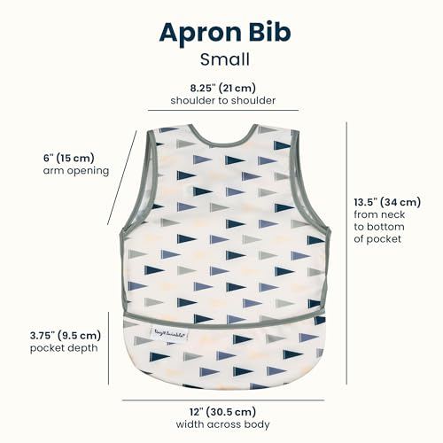 Image of Tiny Twinkle Mess Proof Baby Bib for Girls | Waterproof Toddler Bib for Eating | Baby Apron for Feeding | Machine Washable | Perfect Shower Gift (Varsity Flags, 6-24M)