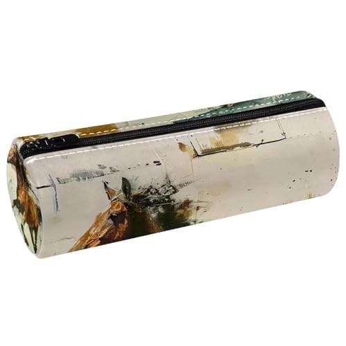 VAPOKF Trousse à crayons en cuir synthétique avec motif de cheval peint sur le mur, trousse de maquillage pour femmes, filles, garçons, enfants, fournitures scolaires et de bureau, multicolore