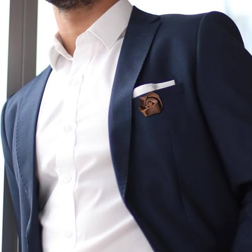 Image of 30 Pcs Elegant Rose Flower Men's Lapel Pins Handmade Satin Flower Boutonniere Brooch for Men Suit Wedding Party Groom Jewelry Accessories for Women Men