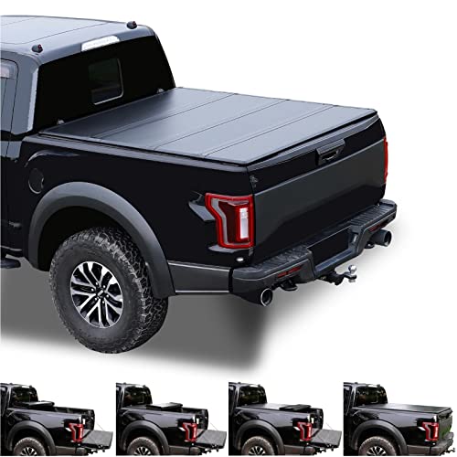 INEXRUD Hard Quad Fold 6.9ft Truck Bed Cover for 2020 2021 2022 2023 Chevy Silverado GMC Sierra 2500HD 3500HD Pickup Tonneau Cover