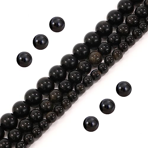 108pcs 8mm Natural Gold Obsidian Beads Round Gemstone Beads Loose Beads for Jewelry Making