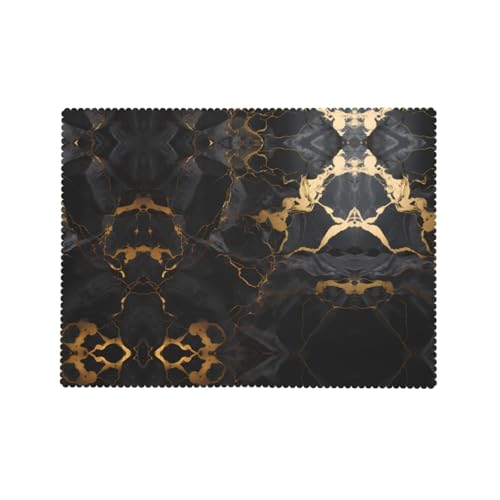 Nappe en tissu marbre noir doré réutilisable pour réception - 8