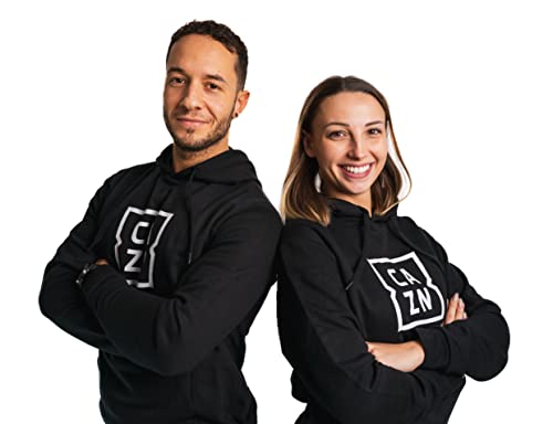 Artefizio CAZN Circle Sweat à capuche et poche 280 g, 50 % polyester, 50 % coton Ringspun, intérieur gaffé, poignets et fond avec élasthanne, imprimé CAZN, 4 autocollants offerts, Noir , XL Cover