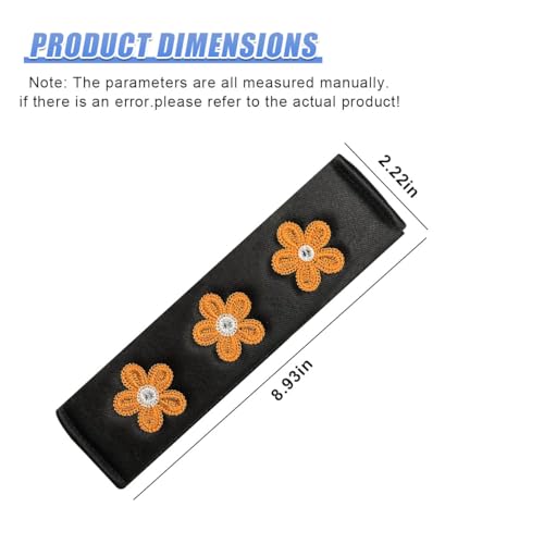 Image of 4PCS Daisy Flower Car Seat Belt Cover Pads, Protect Neck, Orange | Soft Breathable Auto Seat Shoulder Strap Pad, Comfortable Seatbelt Cushion, Vehicle Interior Decoration for Cars, Trucks
