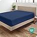 Bare Home Fitted Bottom Sheet Twin - Premium 1800 Microfiber - Ultra-Soft Wrinkle Free - Deep Pocket - Fitted Sheet (Twin, Dark Blue)