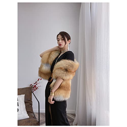 Daisha Women's Thick Warm Christmas Scarf, Trendy Versatile Fox Fur Shawl, Suitable For New Year Nobleman's Evening Feast. #TOP2