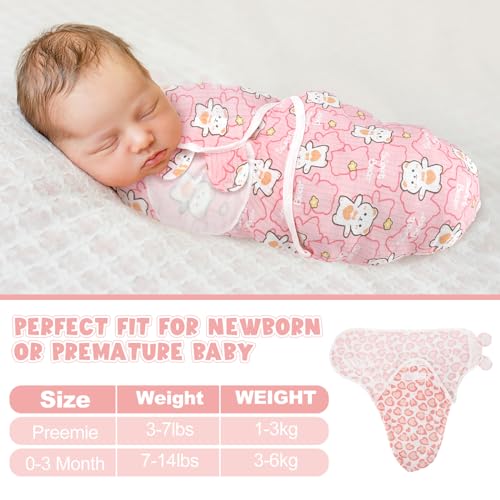 Image of Newwiee 4 Pcs Preemie Baby Swaddle Wrap Adjustable Cotton Swaddle Sleep Blanket for Preemie Boy Girl Improves Sleep Essentials(Classic Style)