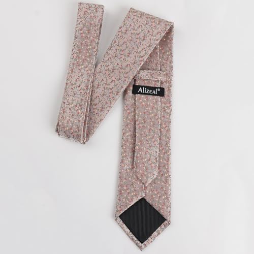 Image of Alizeal Mens 3.15'' Light Color Rustic Tie Handkerchief | with Flower Printed Handkerchief for Wedding Business Daily Wear