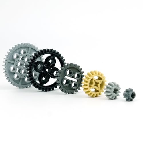 Image of BroTex Technical Parts Pieces Building Set Accessories, Gears Pins Connectors Wheels Axles Racks Differentials, Engine Kits Cars Compatible Major Brands