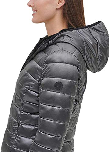 Andrew Marc Ladies' Ultra Soft Attached Hood Reversible Jacket (S, Shine Granite) #TOP1