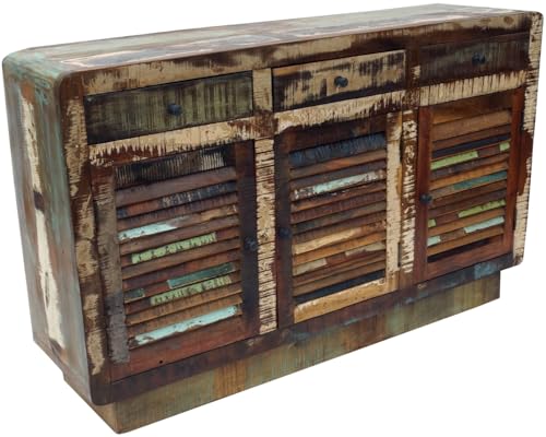 Guru-Shop Petto D`epoca con Ante a Persiana e 3 Cassetti HO11015, 85x140x38 cm, Cassettiere e Credenze