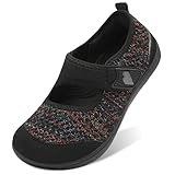 BARERUN Womens Walking Shoes Comfortable Wide Diabetic Shoes Adjustable Elderly Neuropathy Bunion Swollen Feet Nursing Shoe Breathable Zero Drop Indoor Outdoor Mixblack 7.5 Wide