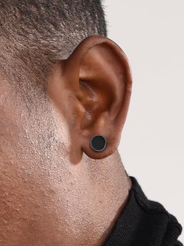 ChicSilver 925 Sterling Silver Viking Rune Natural Black Onyx Stud Earrings For Women Men4