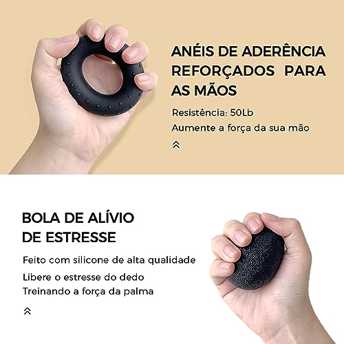 Kit Hand Grip Aparelho Fortalecedor De Mola para Mão Punho Pulso Antebraço Dedos Cotovelo Exercício