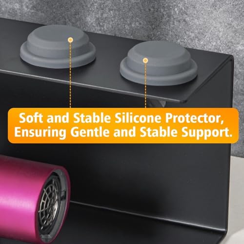 Image of Accessories Holder compatible with Dyson Airwrap Styler - Stylish Organizer Rack Stand, Space-Saving Design - Wall Mount /Countertop - Carbon Steel, Easy Installation (7 Slots, Black)