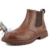 ZBVB Steel Toe Work Boots for Men Women Slip-on Chelsea Boots, Men's Industrial Construction Shoes, Waterproof, Lightweight, Comfortable, Non-slip Safety Boots