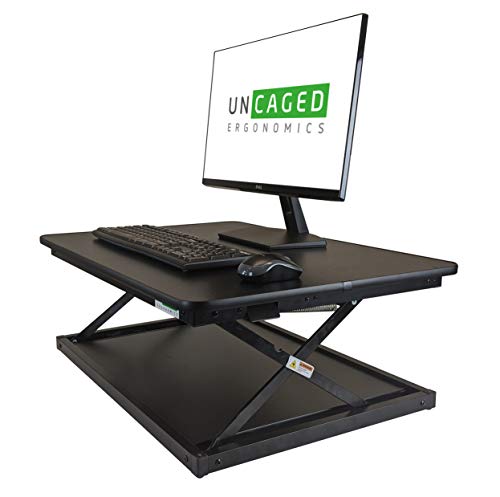 CHANGEdesk MINI small standing desk converter simple affordable adjustable height desktop riser for laptops single computer monitors portable compact lightweight ergonomic sit stand up tabletop stand