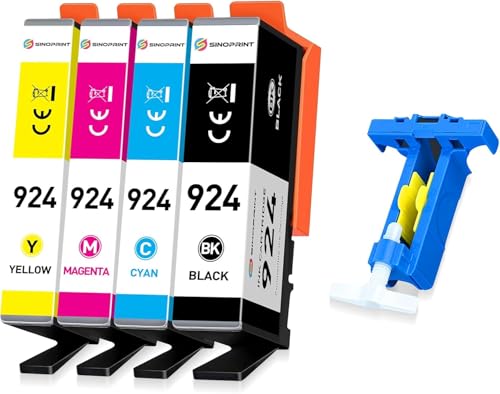 SINOPRINT 924 Ink Cartridges Replacement for HP 924 for HP OfficeJet Pro 8122e 8120e 8132e 8124e 8125e 8130e 8134e 8135e 8138e 8139e 8120 8122 8123 8125 8128 8130 8132 8133 8134 8135(4-Pack No Chip)