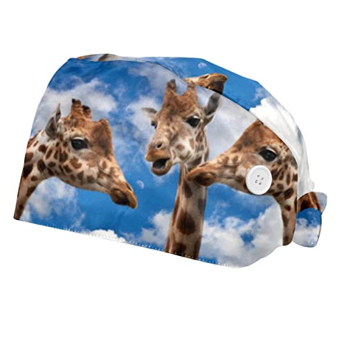 Chapeaux bouffants animaux girafes colorés : pack de 2 coiffes professionnelles