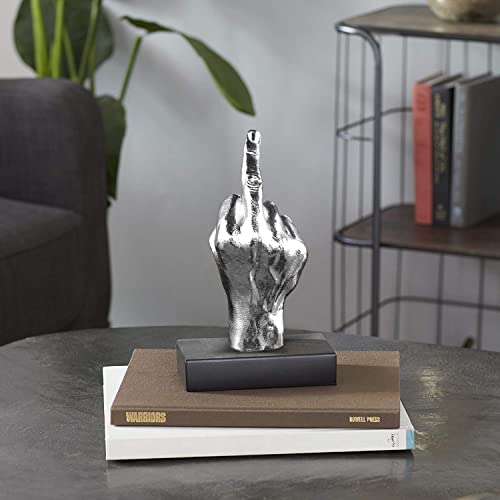 Blowind Silver Polyresin Hand Gesture Desk Statues Finger Sculpture Decor - Silver Personality Middle Finger Statue Gifts For Family And Friends (Silver) #TOP2