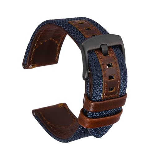 Bracelet de montre 22mm nylon pour le sport et le quotidien chic bleu-marron